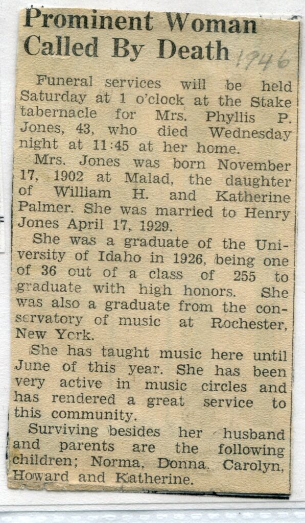 Jones Phyllis Palmer (18 Sept 1946)