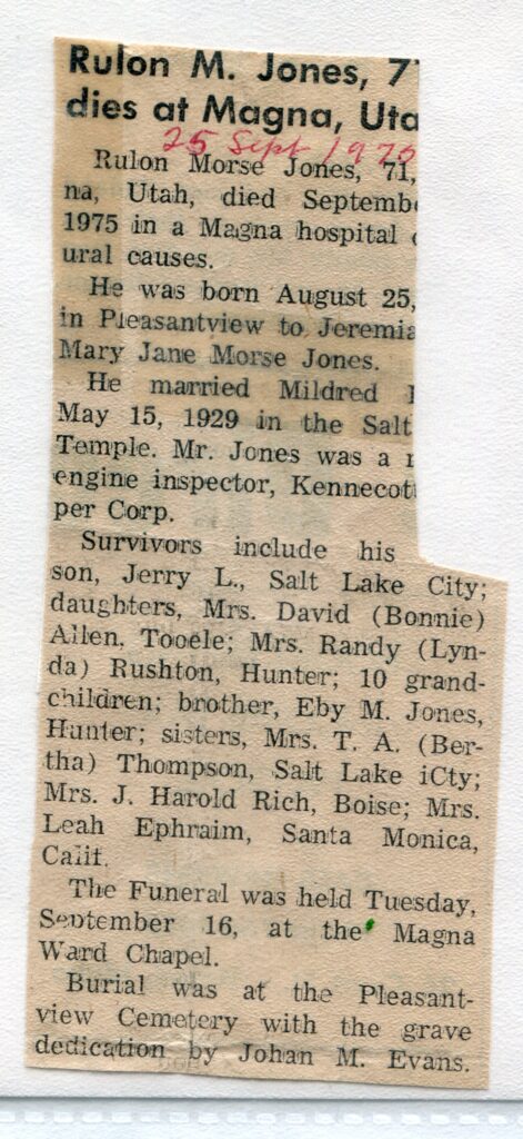 Jones Rulon Morse (11 Sept 1975)