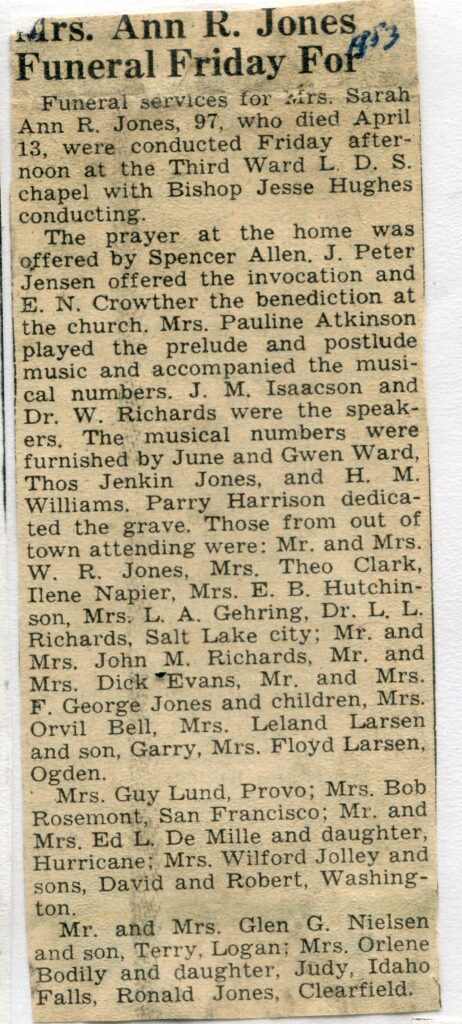 Jones Sarah Ann Richards (13 April 1953)