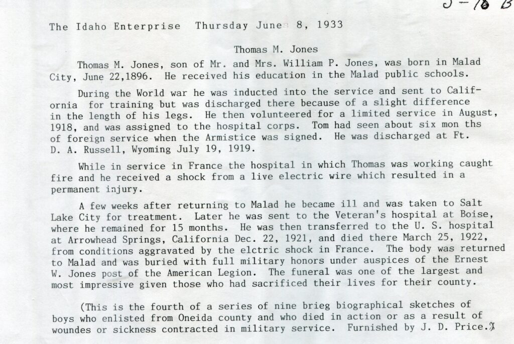 Jones Thomas M (June 1933)