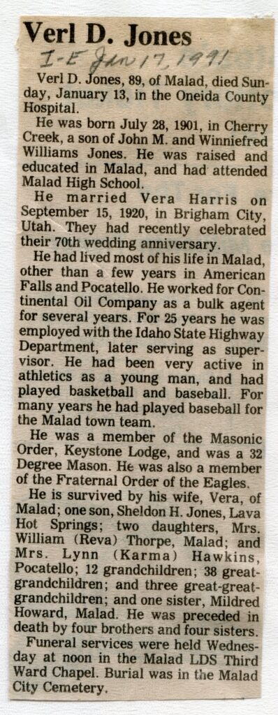 Jones Verl D (13 Jan 1991)