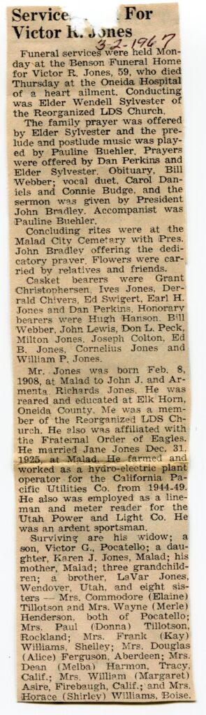 Jones Victor R (23 Feb 1967 A)