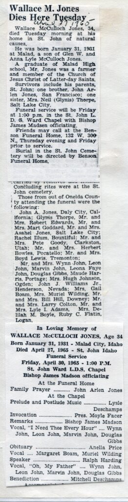 Jones Wallace McCulloch (31 Jan 1965)