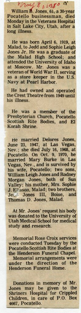 Jones William B (13 May 1980)