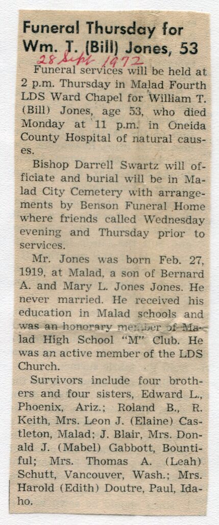 Jones William T (Bill) (25 Sept 1972 A)