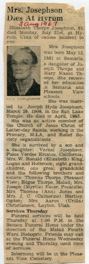 Josephson Eizabeth Thorpe (31 July 1967 A)