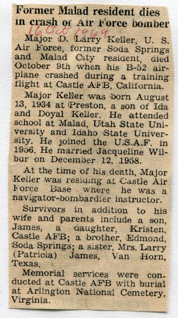 Keller, Major D Larry (09 Oct 1969