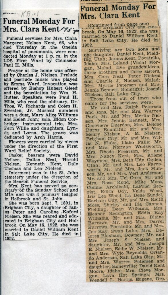 Kent, Clara Mararet Nelson (31 Dec 1957)