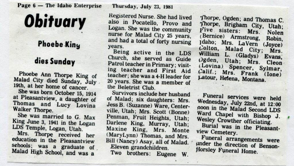 King, Phoebes Ann Thorpe (19 July 1981)