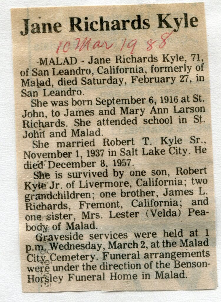 Kyle, Jane Richards (27 Feb 1988)