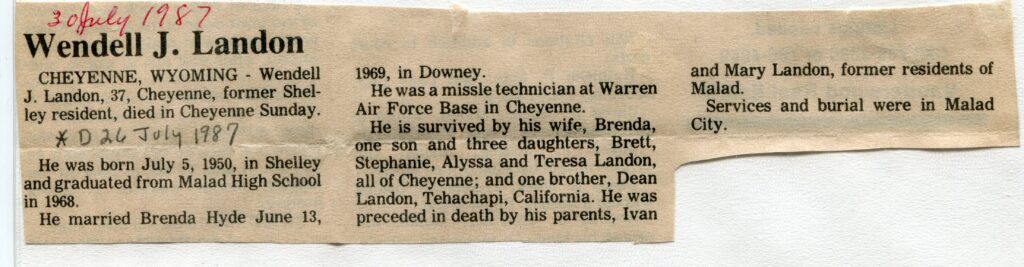 Landon, Wendell (26 July 1987)
