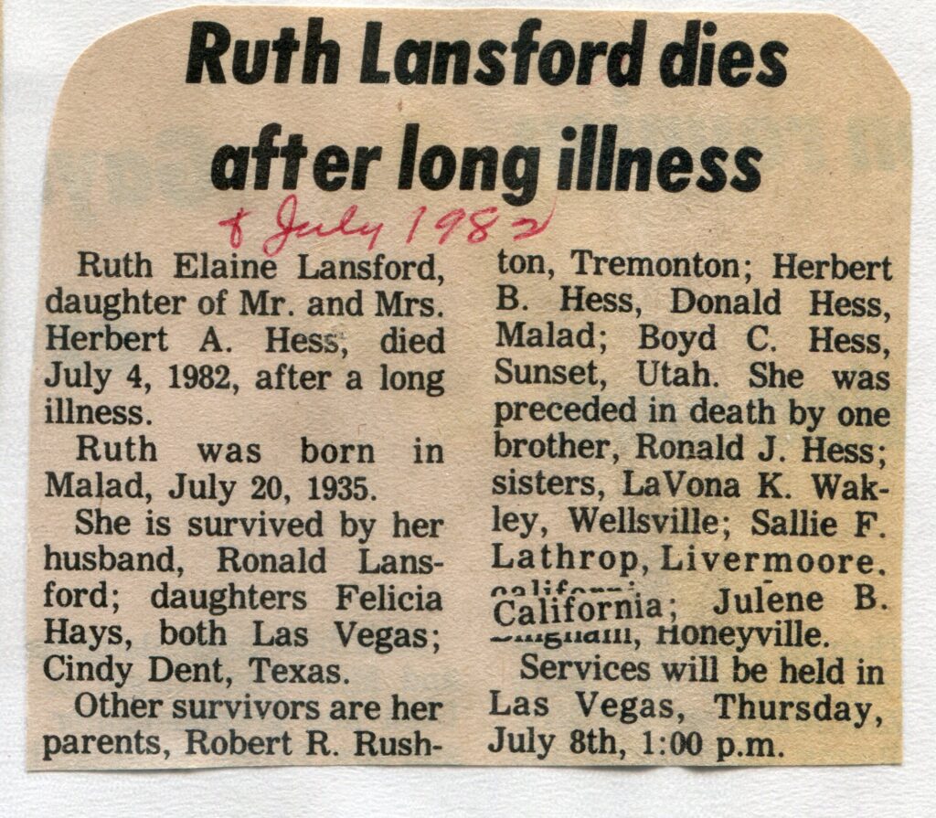 Lansford, Ruth Elaine (04 July 1982)