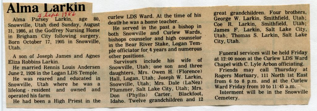 Larkin, Alma Parsey (31 Aug 1986)