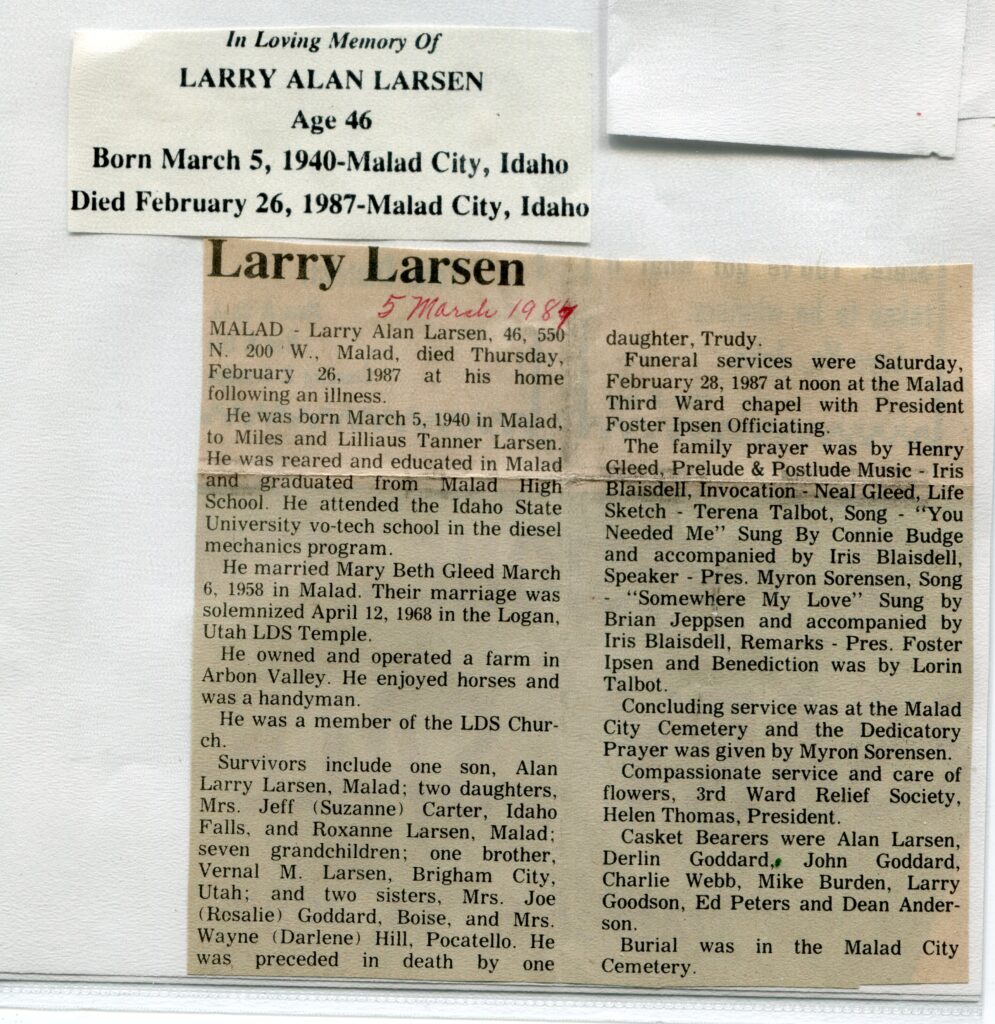 Larsen, Larry Alan (Feb 1987