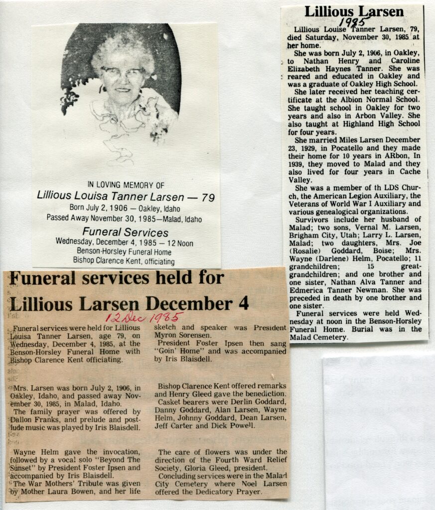 Larsen, Lillious Louisa Tanner (30 Nov 1985)