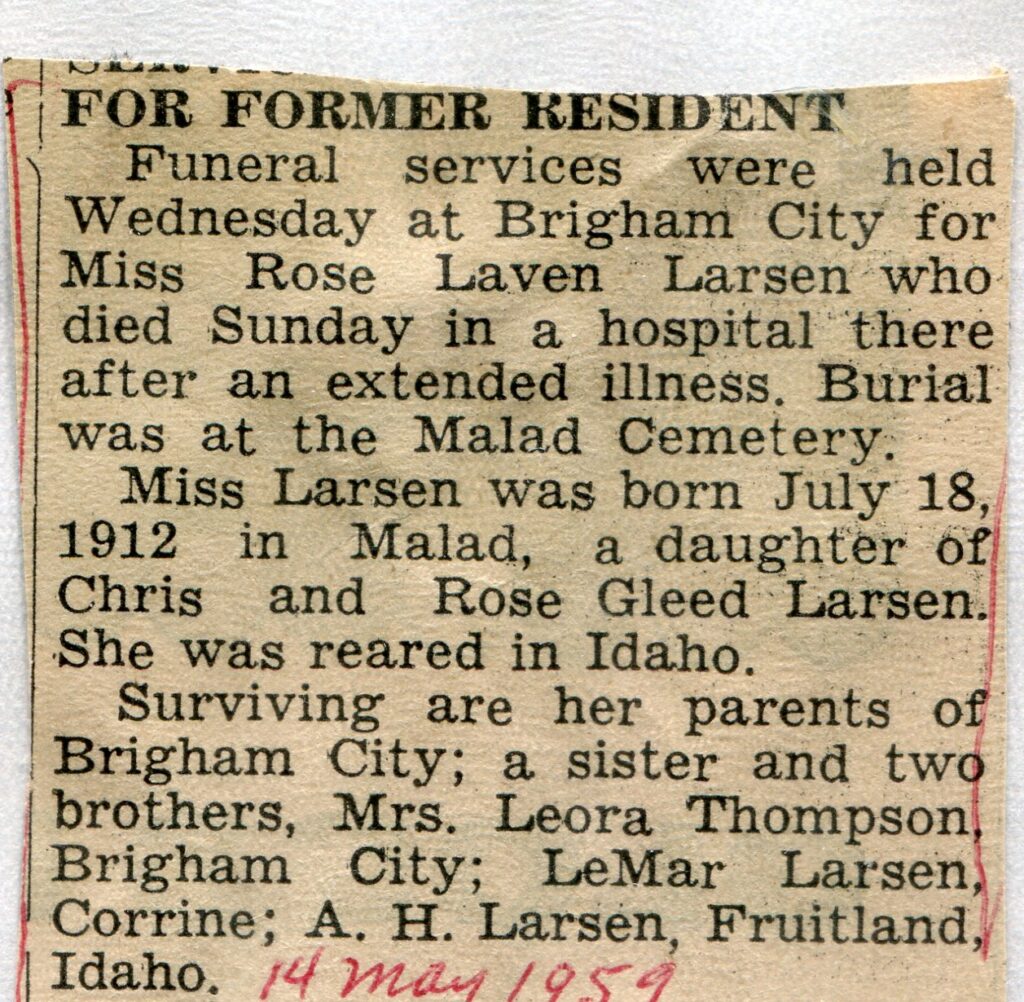 Larsen, Rose Laven (14 May 1959)