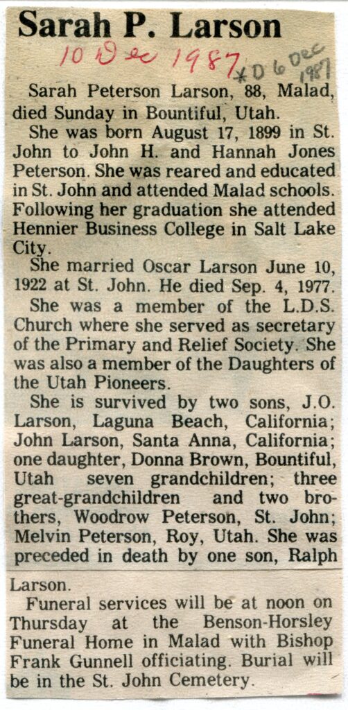 Larson, Sarah Peterson (06 Dec 1987)