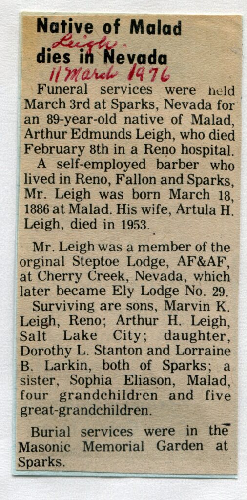 Leigh, Authur Edmunds (08 Feb 1976)