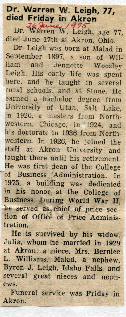 Leigh, Dr Warren W (17 June 75)