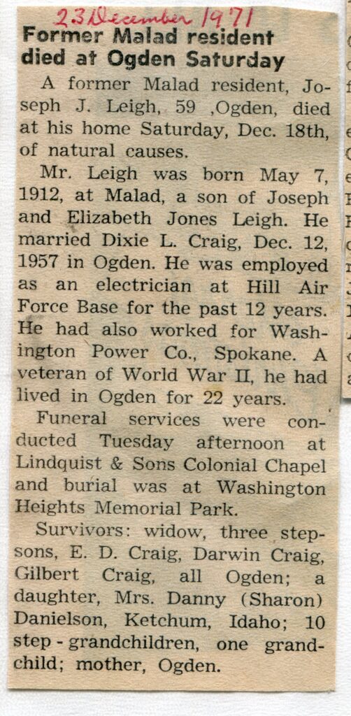 Leigh, Joseph J (16 Dec 1971)