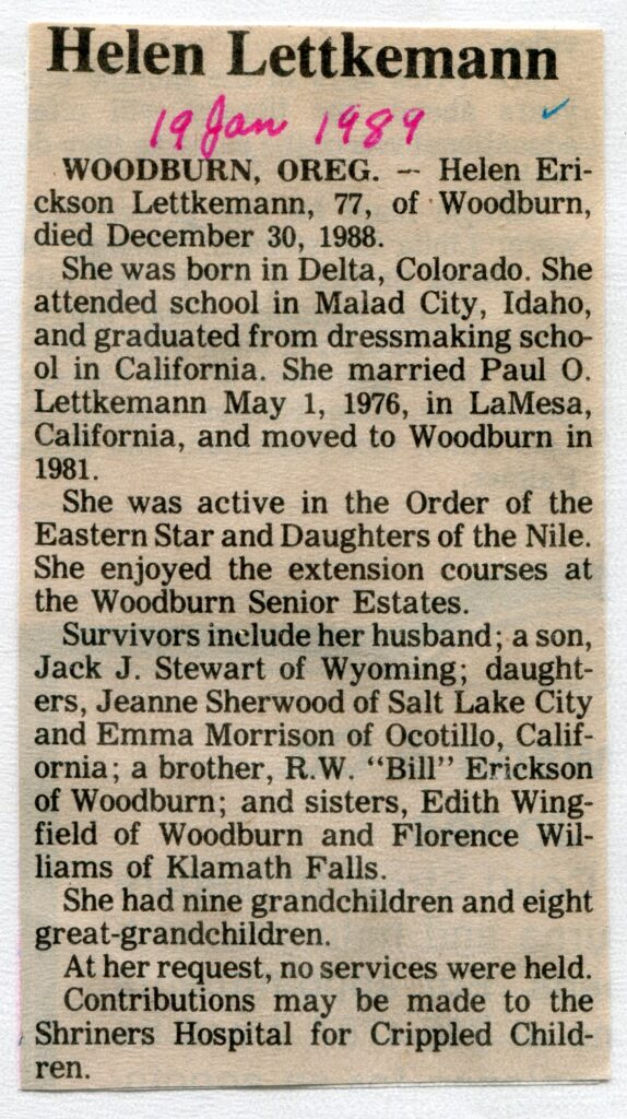 Lettkemann, Helen Erickson (30 Dec 1988)