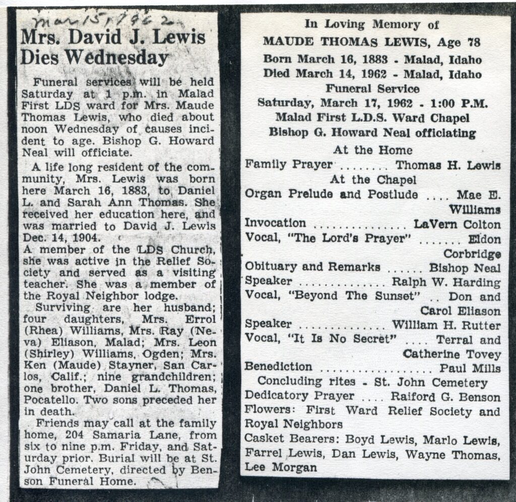Lewis, Maude Thomas (14 March 1962)