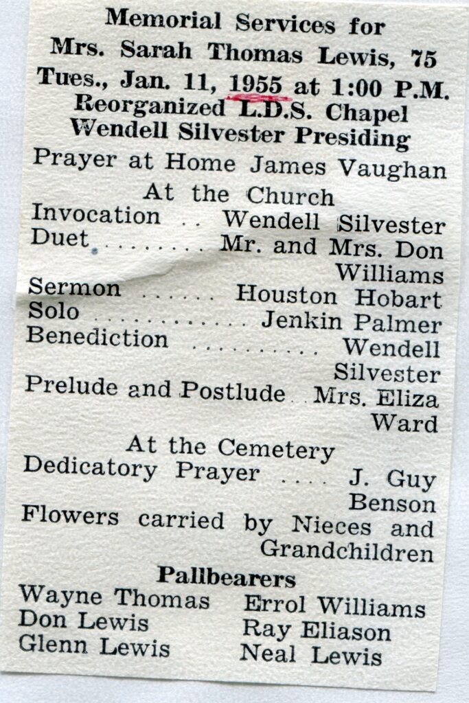 Lewis, Sarah Thomas (11 Jan 1955)
