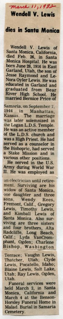 Lewis, Wendell V (26 Feb 1982)