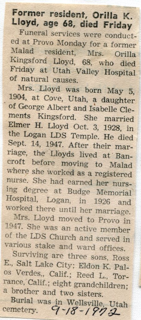 Lloyd, Orilla Kingsord (Sept 1972)