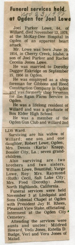 Lowe, Joel Parker (12 Nov 1978)