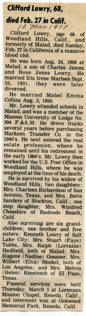 Lowry, Clifford (27 Feb 1977)