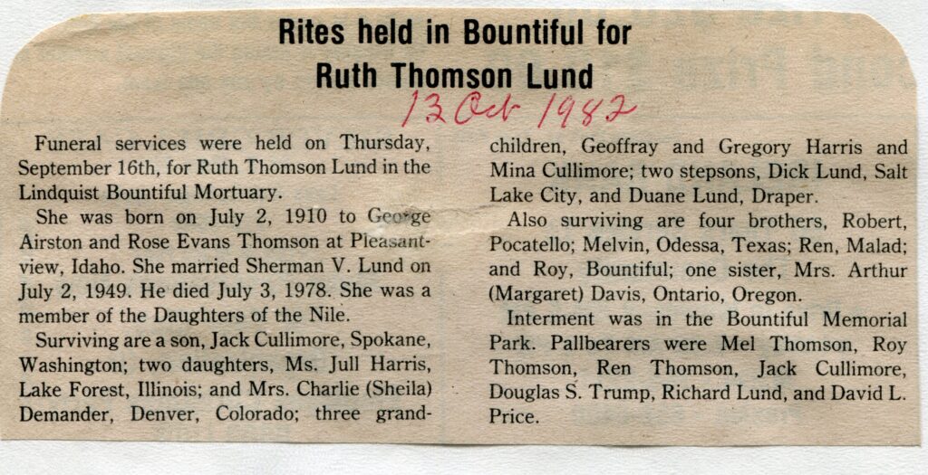 Lund, Ruth Thomson (13 Oct 1982)