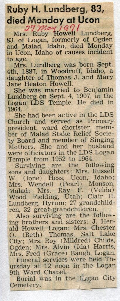 Lundberg, Ruby Howell (24 May 1971)