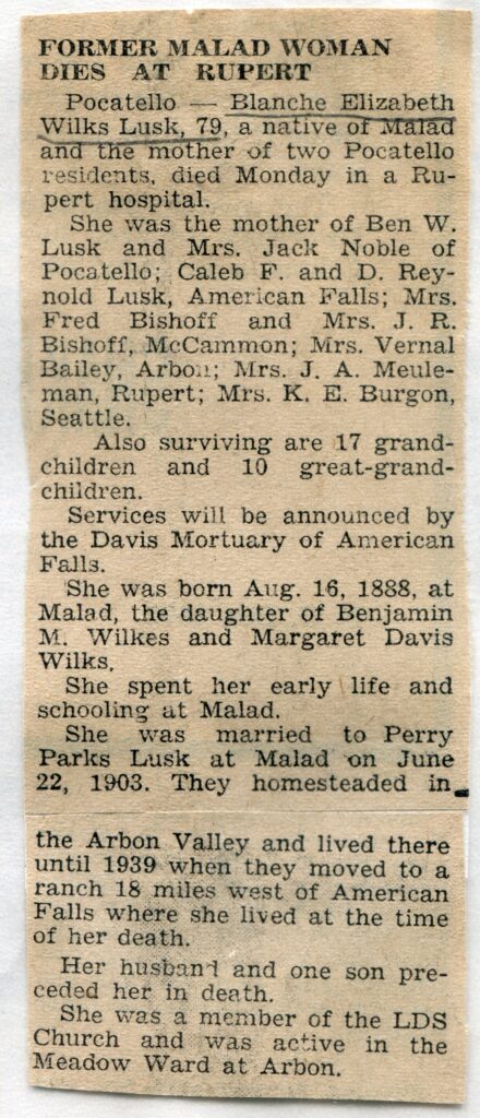 Lusk, Blanche Elizabeth Wilks (1969)