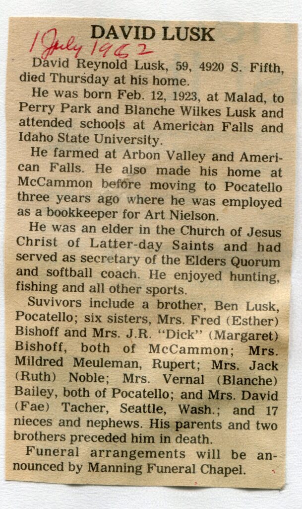 Lusk, David Reynold (29 June 1982)
