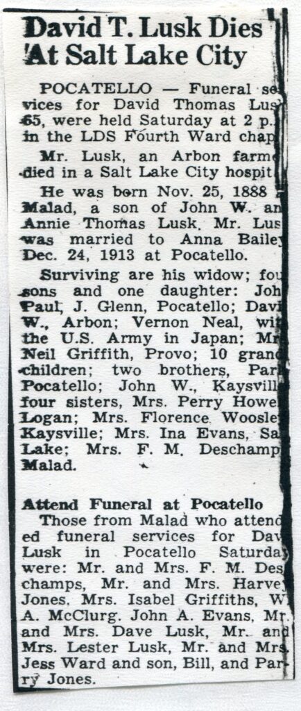 Lusk, David Thomas (13 Dec 1953)