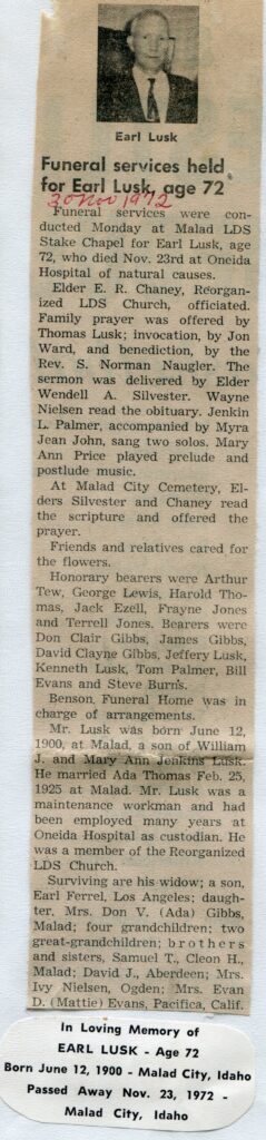 Lusk, Earl (23 Nov 1972)