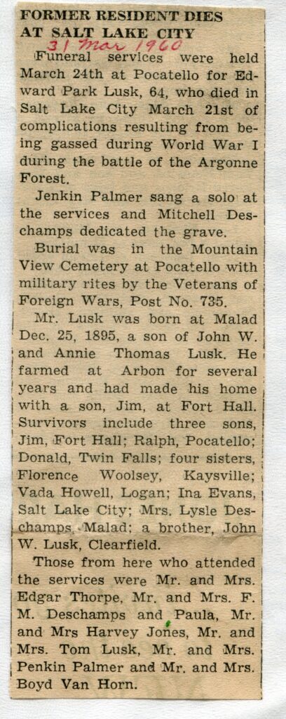 Lusk, Edward Park (21 March 1960)
