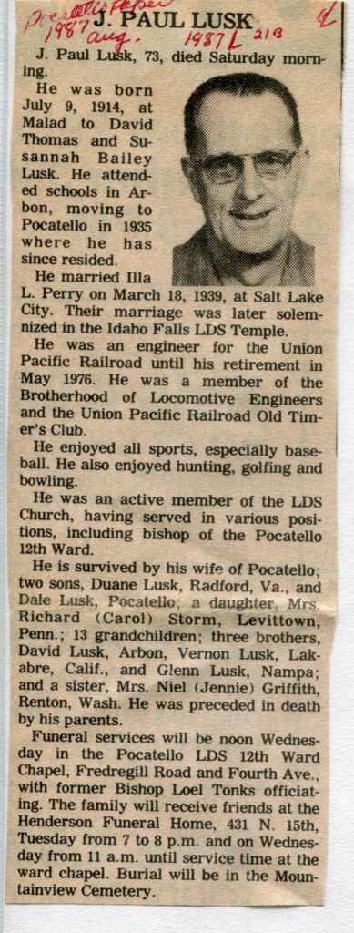 Lusk, J Paul (Aug 1987)