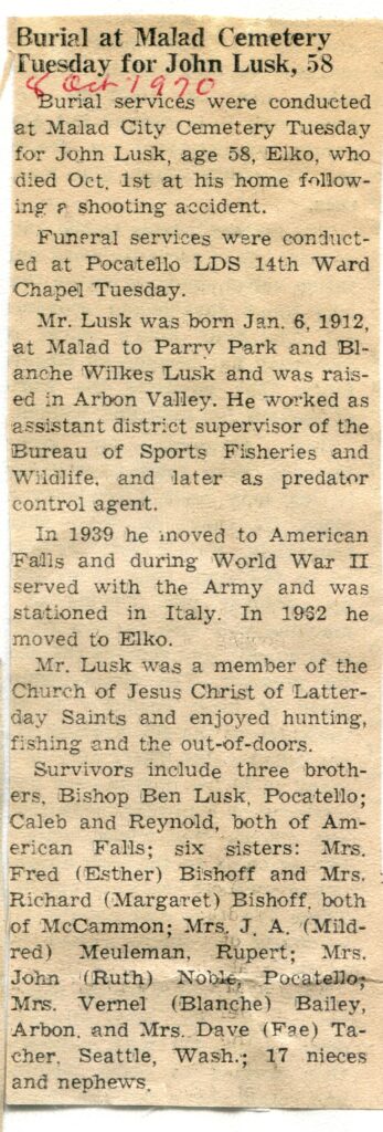 Lusk, John (01 Oct 1970)