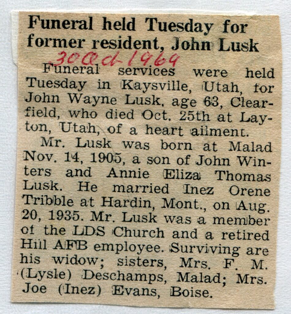 Lusk, John Wayne (25th Oct 1969)