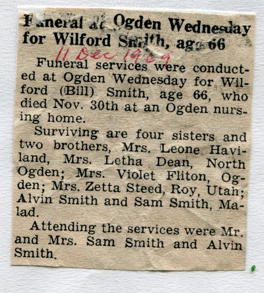 Smith Wilford (Bill) Smith (30 Nov 1969)